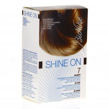 BIONIKE Shine On 7 Biondo 1 colorazione tubo da 50 ml + 75 ml + 1 flacone sviluppatore 1 maschera sacchetto riequilibrio 15ml + guanti