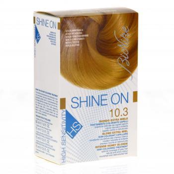 BIONIKE Shine On HS 10,3 Biondo Extra Miele 1 colorazione 50ml tubo + 75ml + 1 flacone sviluppatore 1 maschera sacchetto riequilibrio 15ml + guanti