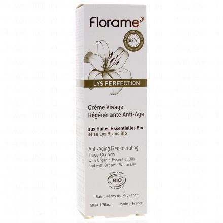 Florame Lys-perfezione faccia Crema pompa 50ml bottiglia rigenerante