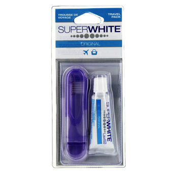 SUPERWHITE kit da viaggio: spazzolino da viaggio spazzolino + dentifricio 15ml