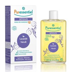 Cura PURESSENTIEL e olio da massaggio rilassante alla lavanda organica neroli bottiglia da 100 ml